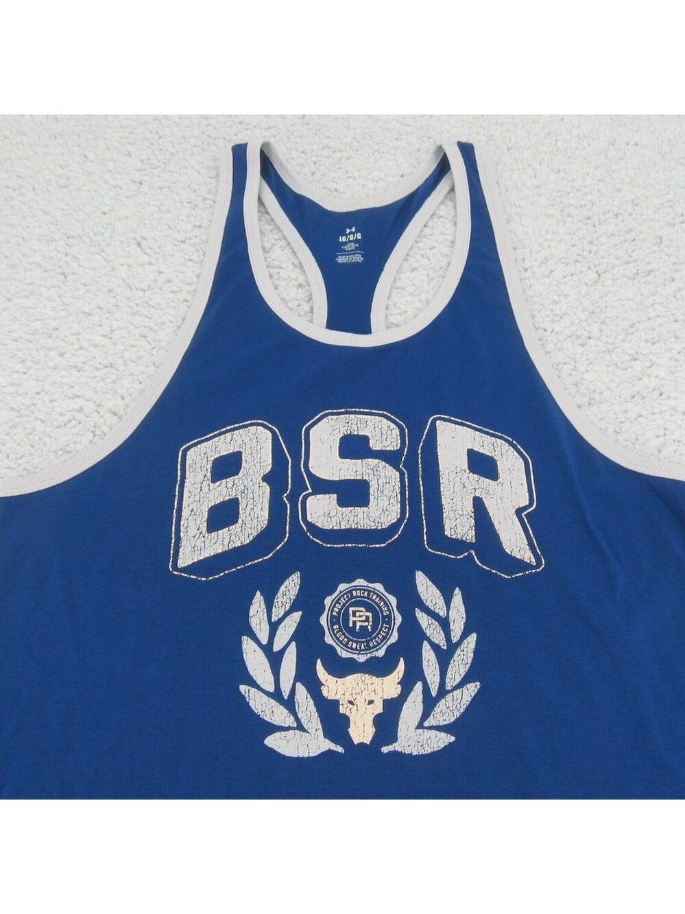 Under Armour Project Rock BSR Tank Top Men's Size Large Blue Mirage NEW - Picture 3 of 10